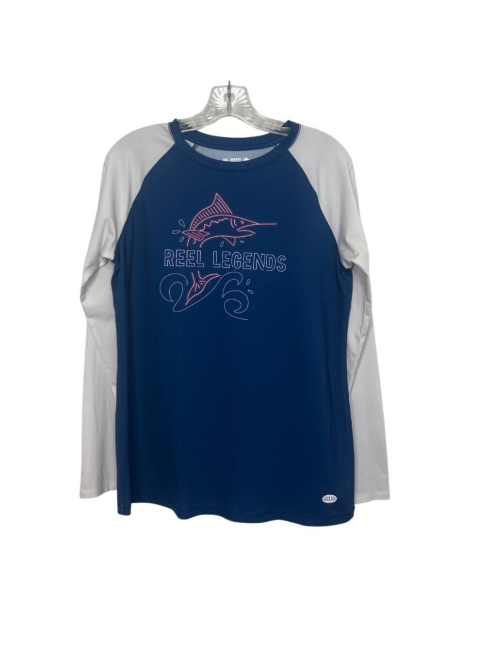 Reel Legends Keep-It-Cool Long Sleeve Fishing Shirt Medium Blue White